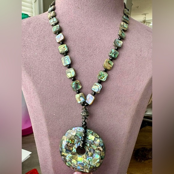 Vintage Sterling Silver Abalone Necklace - Picture 1 of 4